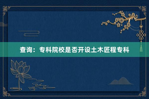 查询：专科院校是否开设土木匠程专科