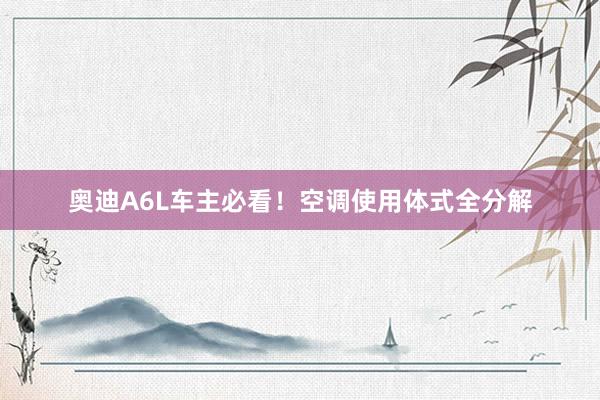 奥迪A6L车主必看！空调使用体式全分解