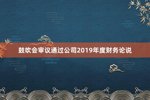 鼓吹会审议通过公司2019年度财务论说